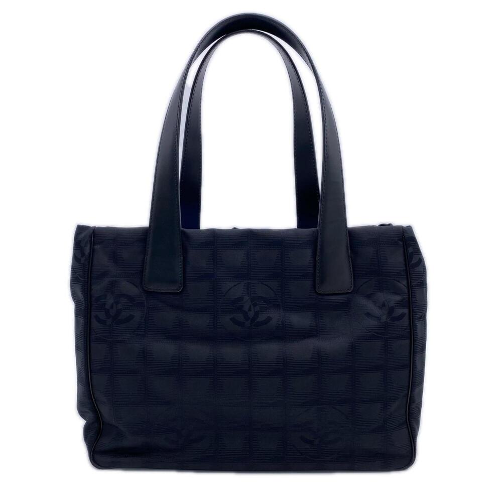 CHANEL New Travel Line Nylon Tote PM A20457 Bag Black Leather Women's
